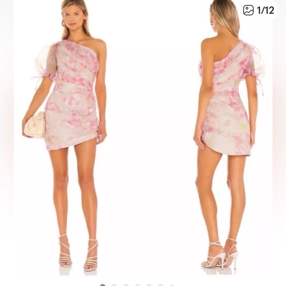 NWT Amanda Uprichard One-Shoulder Pink Floral Mini Dress - XS